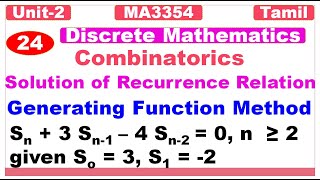 Discrete Mathematics MA3354  CombinatoricsSolving Recurrence RelationGenerating Function Method [upl. by Ardnasil]