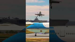 Air Force One escorted by Jet Fighters F35 and landing [upl. by Rihsab581]