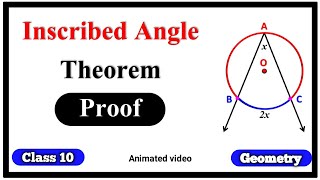 Inscribed angle theorem proof  Circle  Class 10  Geometry  animated video [upl. by Yenaj]