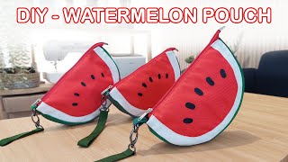 DIY Watermelon Pouch  How to make pencil case  Tutorial membuat dompet pensil [upl. by Nivel]