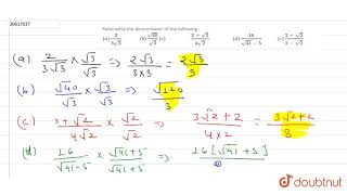 Rationalise the denominator of the following  a23sqrt3quot quotbsqrt40 [upl. by Seely]