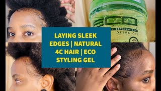 LAYING EDGES  4C NATURAL HAIR  QUICK TUTORIAL ECO GEL [upl. by Lupita]