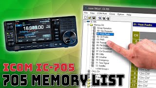 Icom IC705 📻 Memory List Frequenzsammlung [upl. by Galatea]