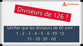 3eme  08  Liste de diviseurs dun nombre entier MethoMatique [upl. by Ihsar]