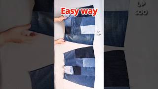 How to make a patchwork skirt from old jeans easy reuse ideas shorts jeans sewinghacks diy [upl. by Korella]