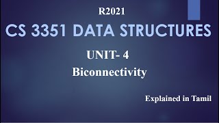 CS 3351 DATA STRUCTURES  UNIT 4 Biconnectivity in Tamil [upl. by Llehsem117]