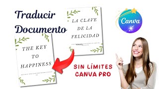 Traducir Textos y Documentos en Canva Fácilmente [upl. by Richel]