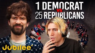 1 Democrat vs 25 Trump Voters  xQc Reacts Part 1 [upl. by Dranyer391]