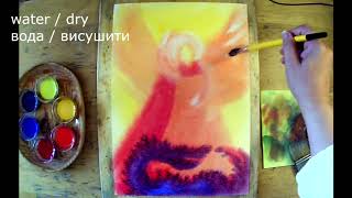 042 Archangel Michael  Архангел Михаїл Wetonwet watercolor Waldorf Art [upl. by Aeli]