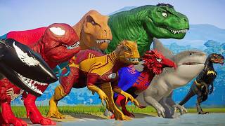 ALL SuperHero Dinosaurs Battle in Jurassic World Dinosaur Pro 8 SuperHero Team [upl. by Harrington]