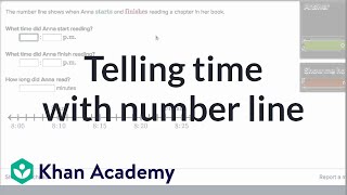 Telling time problems with number line  Fractions  3rd grade  Khan Academy [upl. by Dimitri]