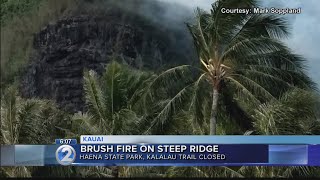 Brush fire forces closure of Kauai state park popular Kalalau hiking trail [upl. by Naffets244]