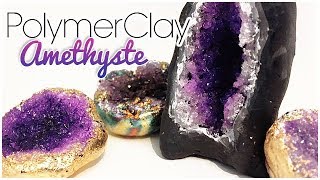 TUTO FIMO Imitation Améthyste  POLYMERCLAY TUTORIAL  AMETHISTE GEODE IMITATION [upl. by Ahsilat244]