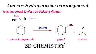 Cumene hydroperoxide rearrangement  rearrangement to electron deficient oxygen  3D Chemistry [upl. by Cirderf271]