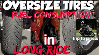 Oversize tire fuel gas consumption of yamaha aerox 155 in long ride  pirelli tires impression [upl. by Paton]