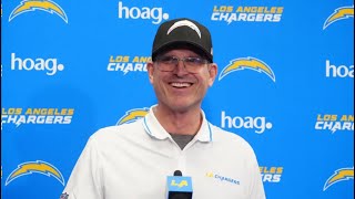 Jim Harbaugh provides key Chargers injury news in enthusiastic minicamp presser [upl. by Vannie]