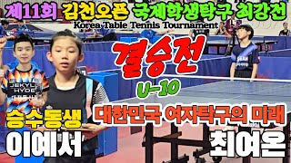 결승 대한민국 여자탁구의 미래 승수동생 이예서세아아카데미 vs 최여온세아아카데미  제11회 김천오픈 국제 학생탁구 최강전 [upl. by Aelat]