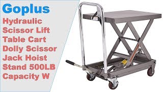 ✅ Goplus Hydraulic Scissor Lift Table Cart Dolly Scissor Jack Hoist Stand 500LB Capacity W [upl. by Gilleod368]