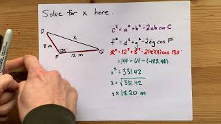 Cosine Law Explained How to Use it  2 Examples [upl. by Nyllij]