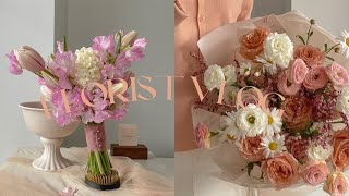 florist vlog🌷호주 시드니 집에서 꽃집하기 튤립 스위트피 촬영부케 튤립 염색 피치핑크 생일 꽃다발 만들고 배송가는 플로리스트 브이로그 🌸 [upl. by Dlaregztif]