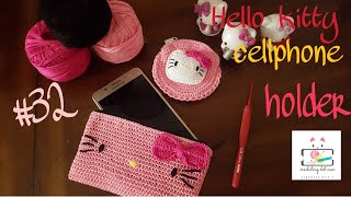 CROCHET HELLO KITTY CELLPHONE HOLDER  annpedigan cdc [upl. by Essiralc]