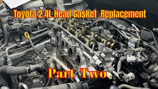 How To Replace The Head Gasket on 24l Toyota and Scion Motor Step by Step Part 2 of 4 [upl. by Consuelo]