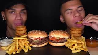 PRANKBROS ASMR BURGER ONION RINGS FRIES [upl. by Ilsa]