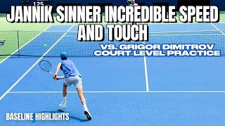 Jannik Sinner Hits Incredible Touch Shots v Grigor Dimitrov  2024 Court Level Practice Match [upl. by Inaliel]