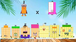 Numberblocks 2 Times Table  Organized into 4 stages starting from Times 1 to 39 [upl. by Aime]