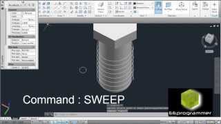 AutoCAD 3D Tutorial  Modeling a Screw Bolt [upl. by Nilauqcaj]