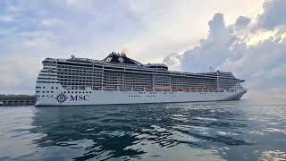 Departure of cruise ship MSC SPLENDIDA in Trieste Italy 2362023 MSC Time lapse 4x speed cruise [upl. by Arymat]