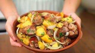 Шашлык больше не нужен САМОЕ вкусное МЯСО с картошкой на сковороде Вариация грузинского Оджахури [upl. by Sad]