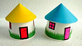 Simple Paper Cup HouseDIY Paper Cup Craft IdeasPaper Cup Craft Making for Kids [upl. by Nallac398]