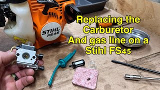 Replacing the gas line and carburetor on a Stihl FS45 [upl. by Huber958]