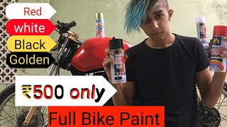 Full bike paint at home just 500₹  spray paint  bike pe goldenredwhiteblack abhiyash pandey [upl. by Saihtam]