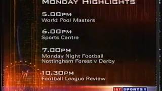 Sky Sports 1 Ads amp Continuity  16 November 1998 [upl. by Schatz]