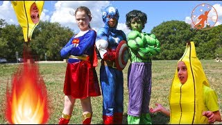 New Sky Kids Super Episode  Little Superheroes Bananas amp Adventure Kids Nerf War Movie [upl. by Nrevel]