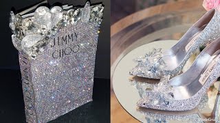 DIY  GLAM FASHION DESIGNER COFFEE TABLE BOOK USING DOLLAR TREE BOOKS  JIMMY CHOO CINDERELLA HEELS [upl. by Aligna]