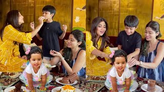 Shilpa Shetty Celebrates Easter With Daughter Samisha Shetty Son Viaan amp Sister Shamita Shetty [upl. by Neerroc239]