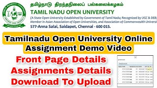 Tamilnadu Open University Online Assignment Full Demo Video👍 [upl. by Elmajian]