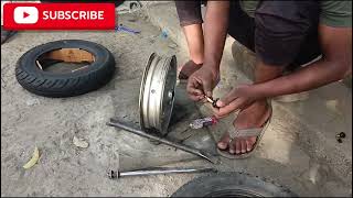 New apollo tubeless tyre fitting tubeless Waal Kaise fittingtubeless tyre kaise fitting kare [upl. by Jala]