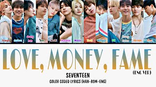 SEVENTEEN quotLove Money Fame English Verquot LYRICS Color Coded [upl. by Ijneb]