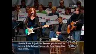 Bonnie Raitt and Jackson Browne supporting John Edwards Campaign Event 2008 [upl. by Corabel471]