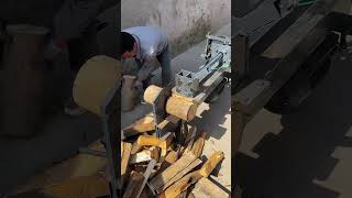 The process of splitting logs horizontally Good tools and machinery make work easy [upl. by Salkin]