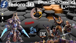 Fedora 30 PS4 Install BattleNet Epic Store LutrisStarcraft Enter the Gungeon Heroes of Storm [upl. by Ydde293]