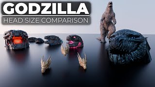 GODZILLA Head Size Comparison 3D  3D Comparison [upl. by Adnylam]