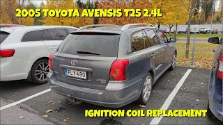 Ignition Coil replacement  2005 Toyota Avensis T25 24L 2AZFSE [upl. by Arehc770]