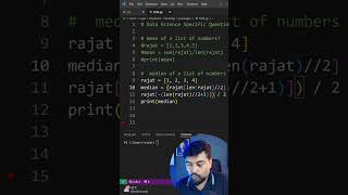 2 data science  How to find the median of a list of numbers python ytshorts youtubeshorts [upl. by Anotyad]