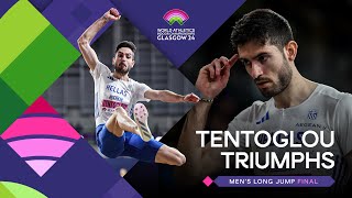 Tentoglou wins the long jump on countback 👀  World Indoor Championships Glasgow 24 [upl. by Acinomal621]