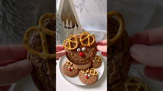 Reindeer brownie cookies browniecookies cookies chocolate baking [upl. by Spratt989]